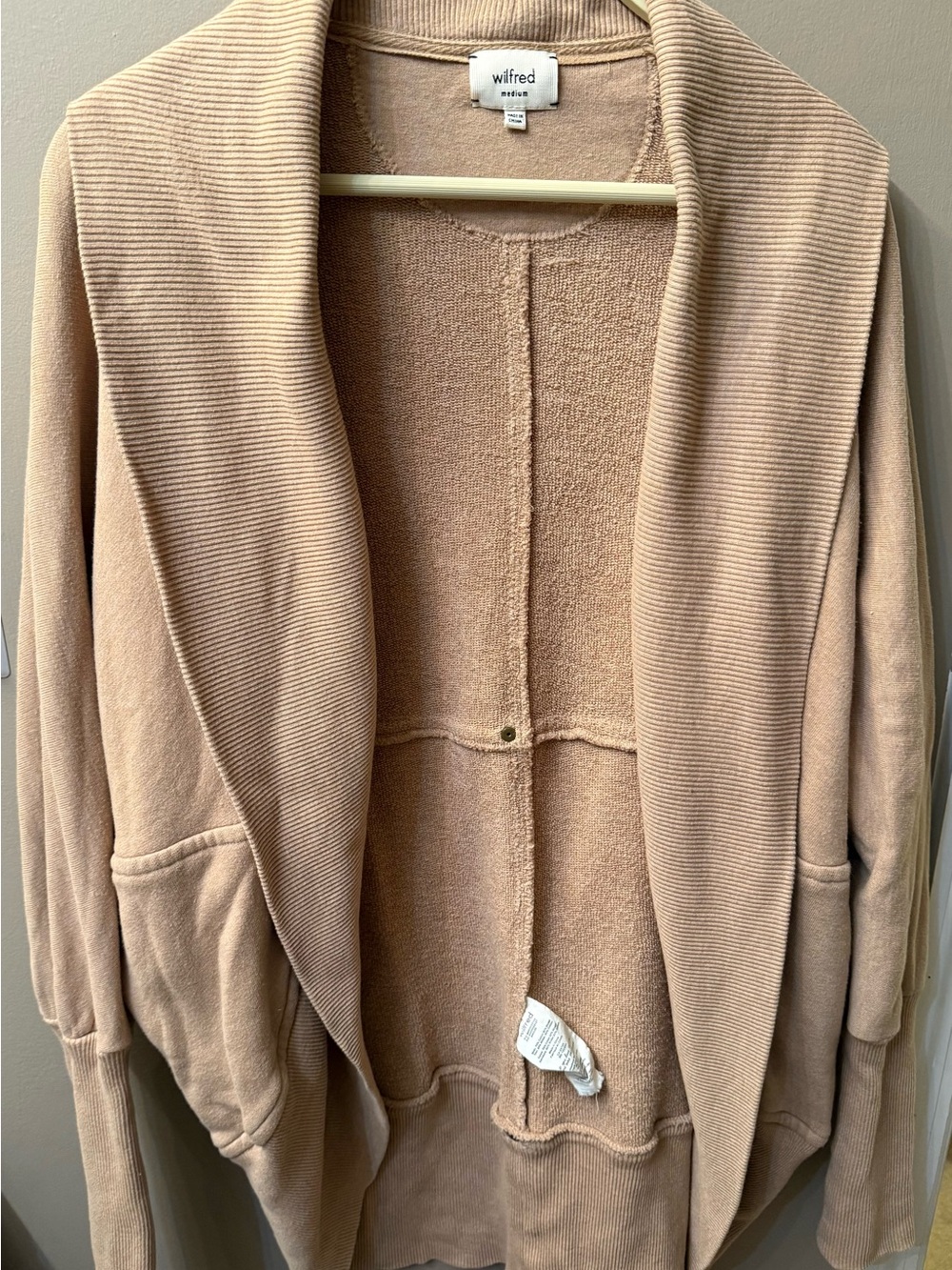 Wilfred Beige Open-Front Shawl-Collar Cardigan
